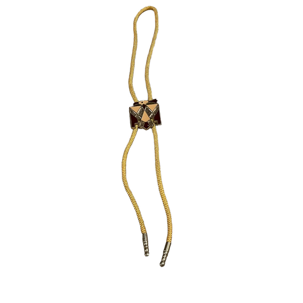 Vintage Mens Bolo Tie Yellow Rope With Aztec Native American Symbol Southwestern